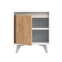 Hanah Home Piona Mesilla de noche Roble y Blanco